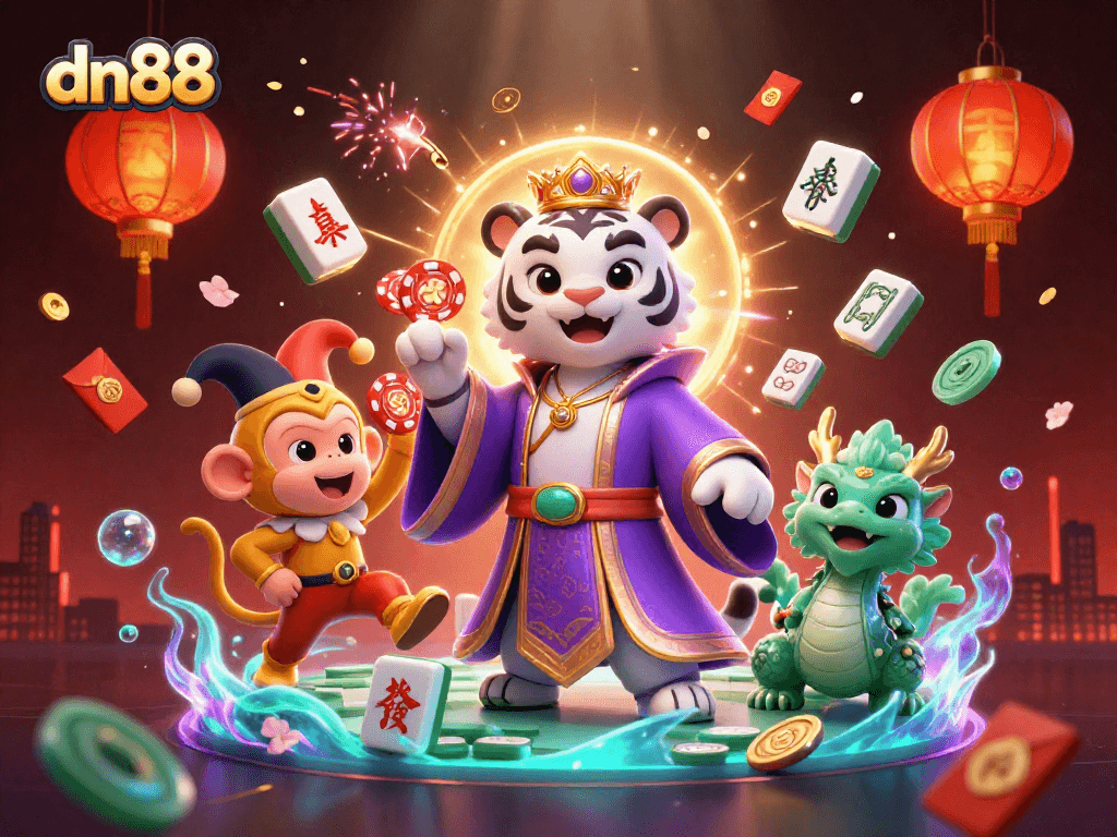 Experience exhilarating gaming with dn88 as the lively tiger, monkey, and dragon bring luck and excitement to the casino.