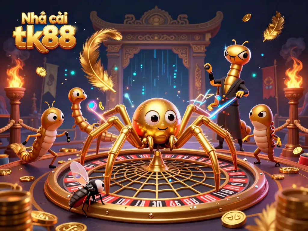 Experience the thrill of Nhà cái tk88 with vibrant characters in a dynamic casino scene.