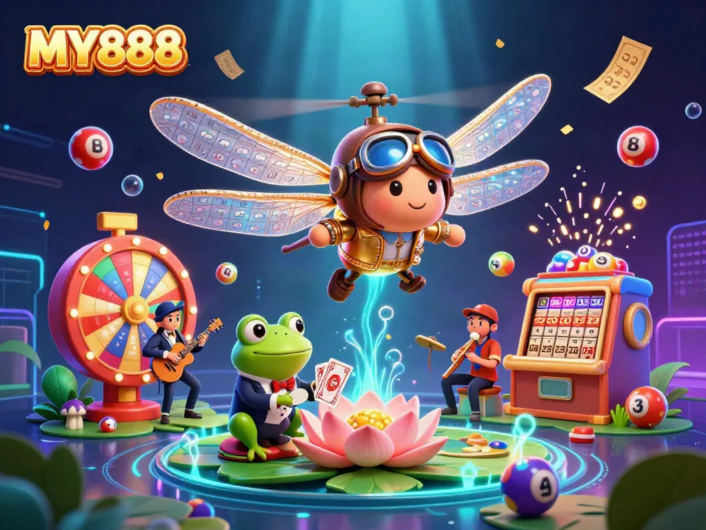 Join the excitement at MY888 with vibrant casino action featuring unique 3D characters in a lively setting.