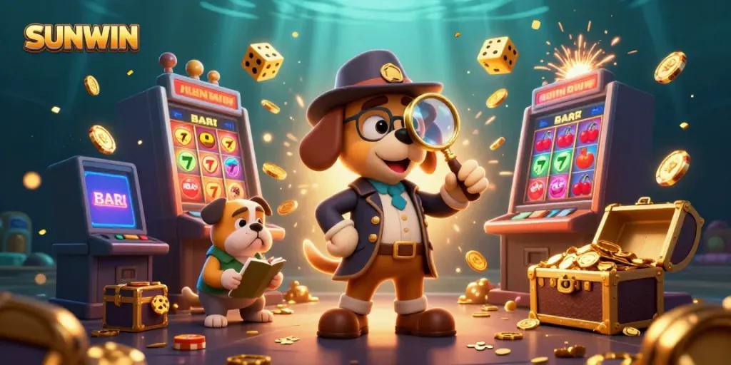 Explore the treasure in SUNWIN's vibrant casino world with engaging slot machines and characters.