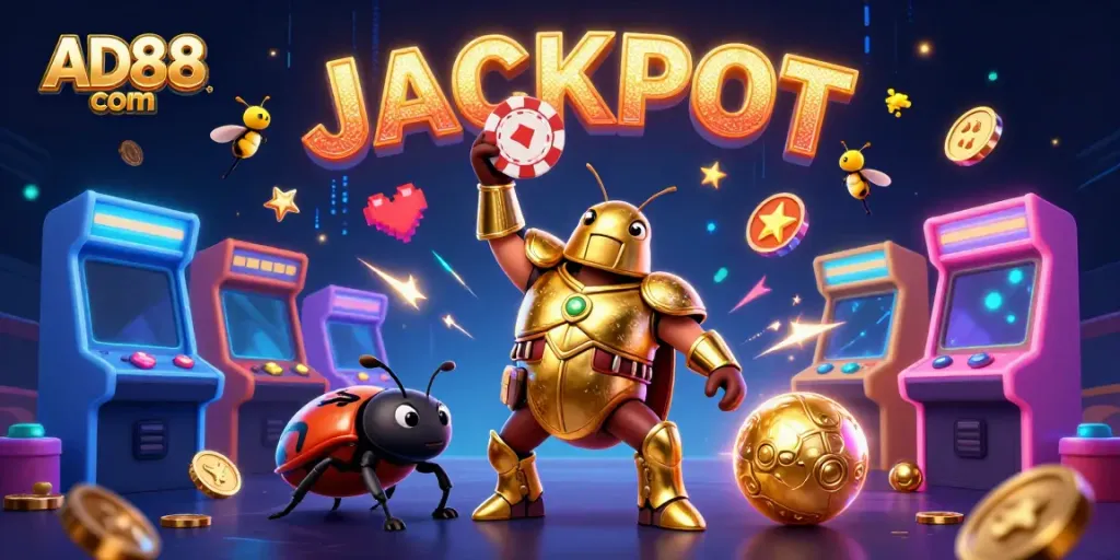 Experience thrilling moments at AD88 com with a victorious beetle showcasing gaming glory!