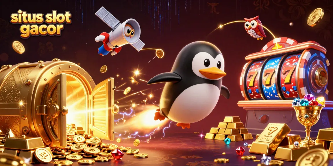 Experience the excitement of situs slot gacor as a golden penguin soars through a vibrant casino universe.