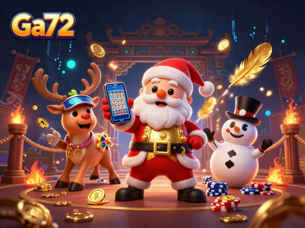 Experience thrilling action at Ga72's exciting betting arena filled with vibrant casino elements and characters.