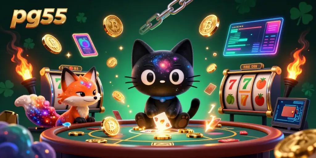 pg55 players enjoy a dynamic cosmic casino experience with fruit symbols and jackpot elements.