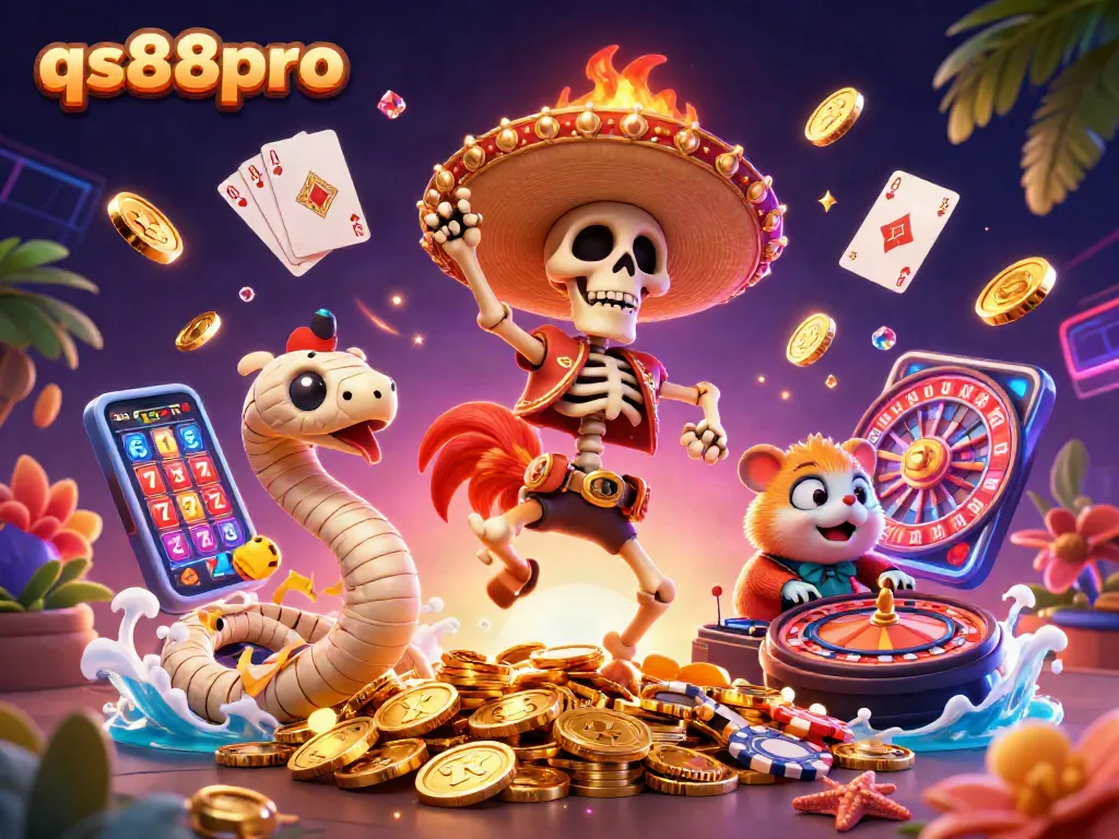 Experience excitement with qs88pro as a mariachi rooster and zombie DJ celebrate wins!