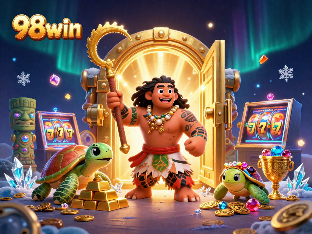 Engage in thrilling casino adventures with 98win featuring Maui-style characters and dynamic 3D elements.