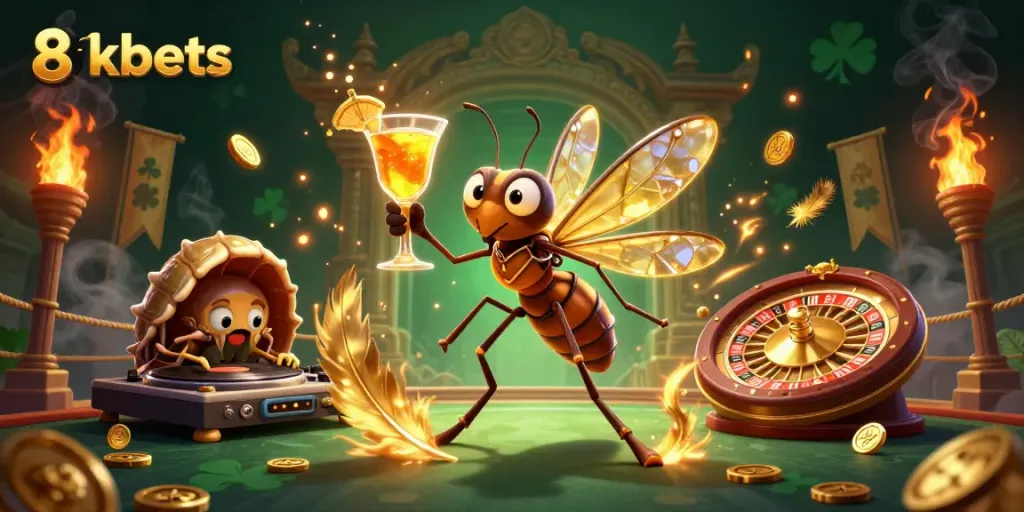 Experience the vibrant gaming world with 8xbets in this dynamic casino illustration