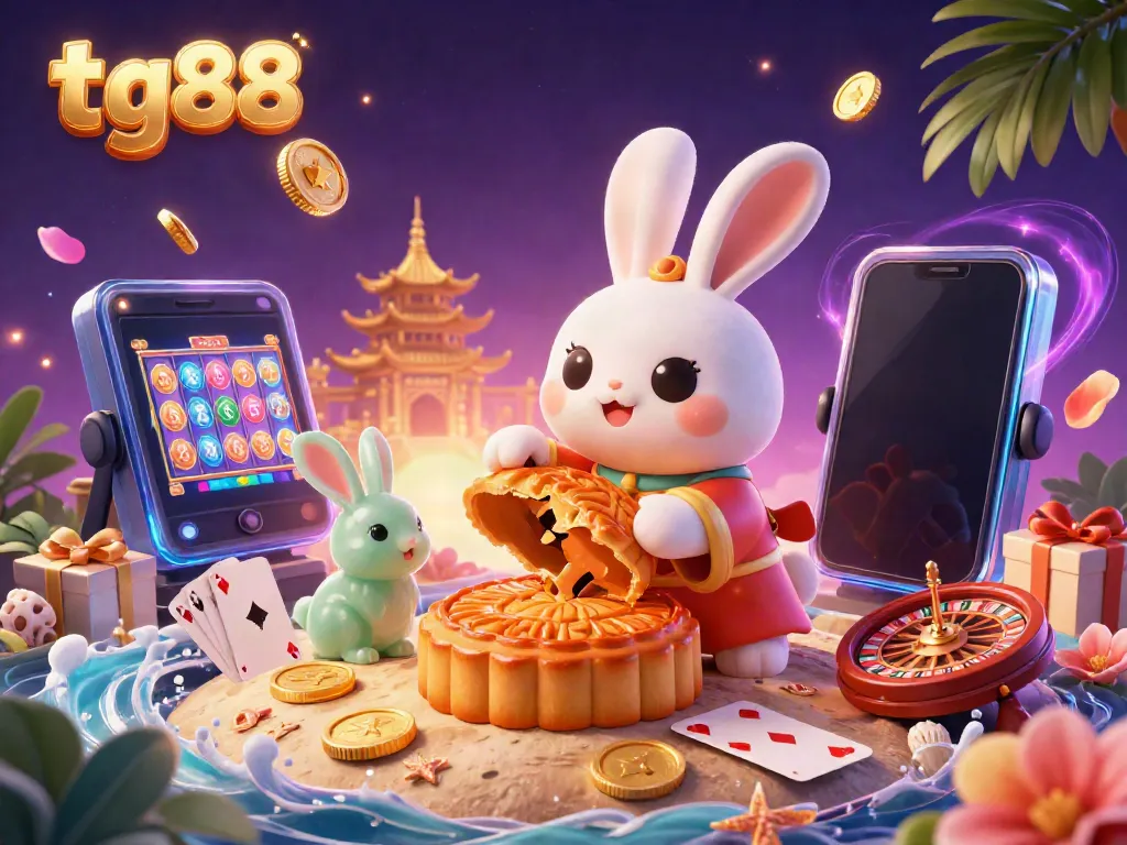 Experience thrilling gameplay at tg88 with enchanting moon rabbits and casino elements.