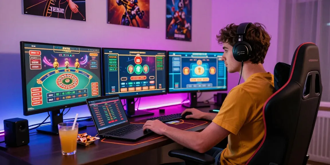 Gamer berfokus pada permainan bos88 online dengan pengaturan menarik di rumah.
