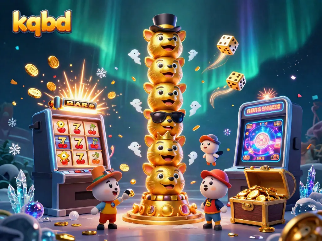 Experience exciting kqbd action with a lively 3D totem pole surrounded by casino elements.