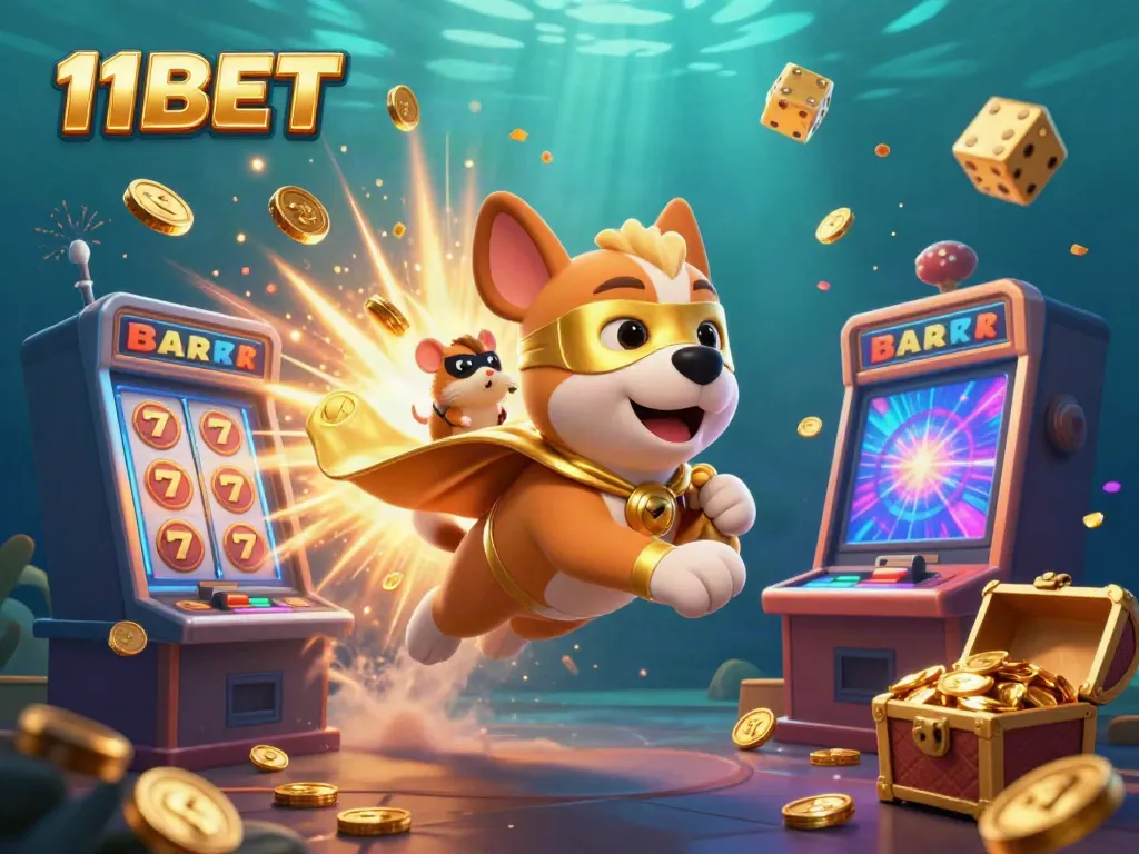 Engage with excitement at 11BET, where a superhero dog and sidekick hamster deliver riches from a slot machine jackpot!