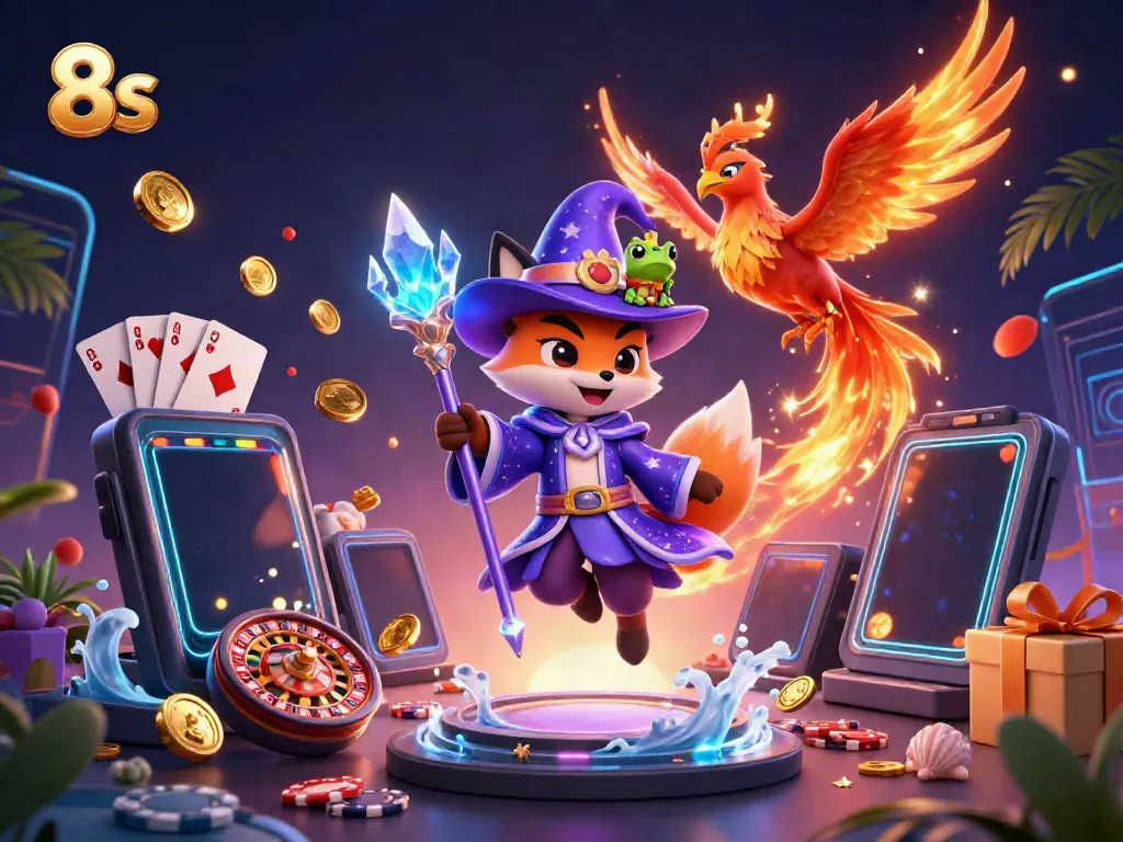 Experience thrilling slots with 8 S in a magical casino world featuring unique characters and exciting elements.