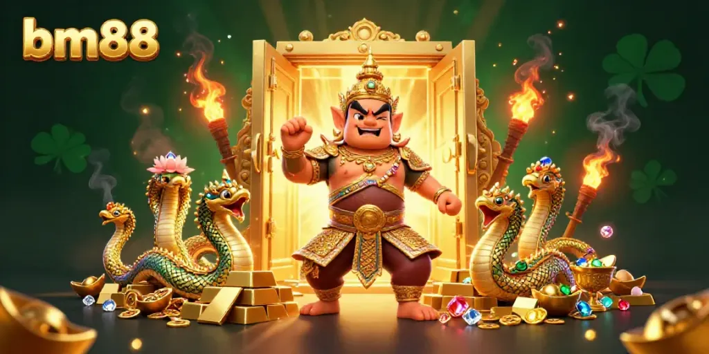Experience thrilling gameplay at bm88 with vibrant treasures and enchanting characters in a captivating casino scene.