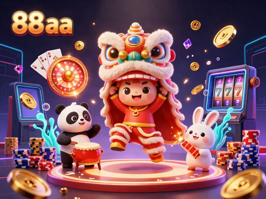 Experience thrilling fun at 88 aa with vibrant gaming illustrations capturing a lively casino atmosphere.
