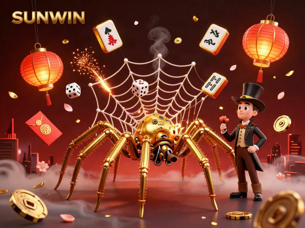 Engage with SUNWIN's vibrant gaming world featuring a playful spider and a shiny web of fortune.