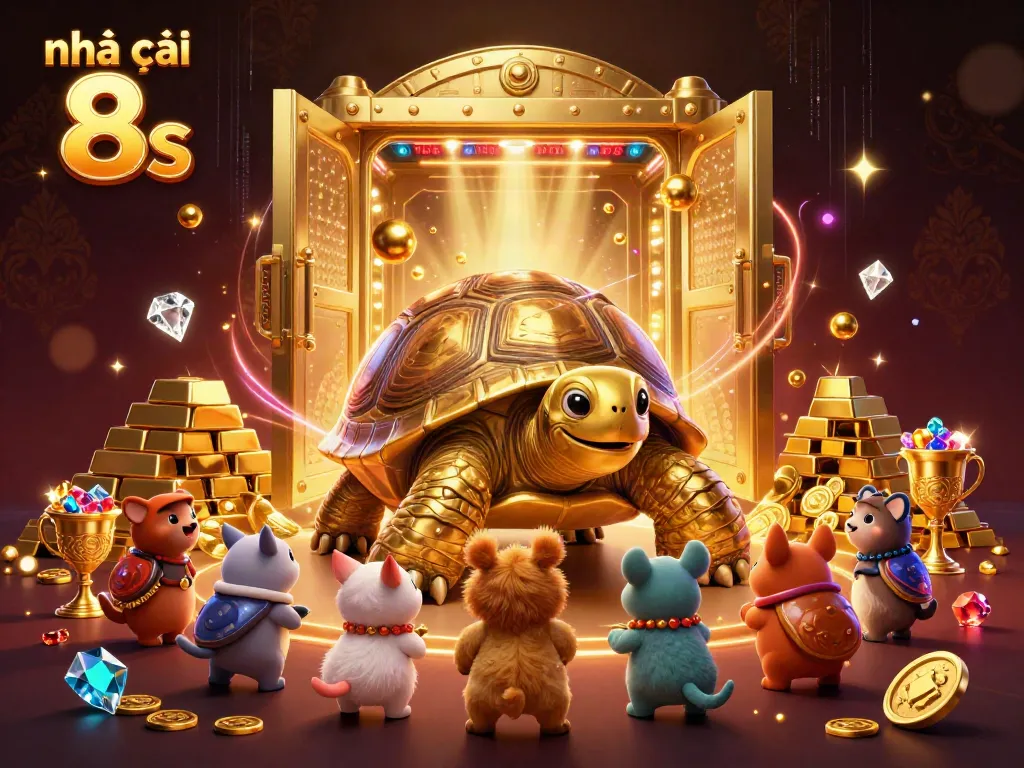 Experience thrilling gaming excitement at Nhà cái 8s, a vibrant casino world filled with treasures and playful characters.