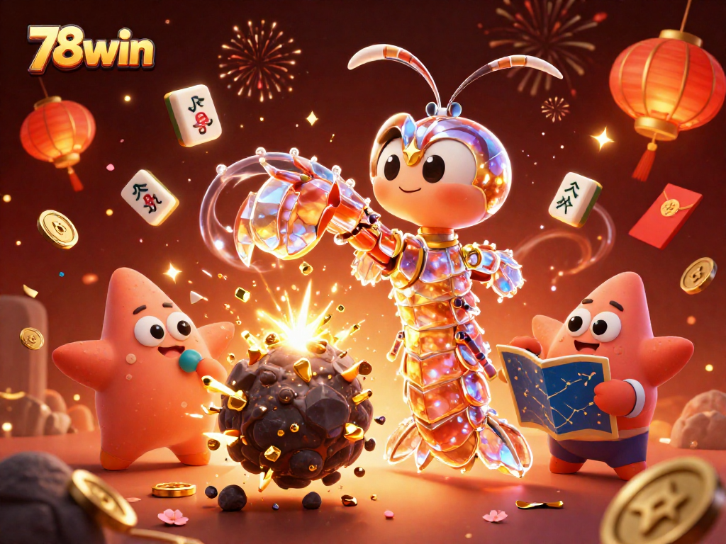 Experience the thrill of gaming with 78win as mantis shrimp burst through asteroids for treasure.